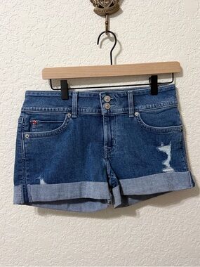 Hudson Jeans Dark Blue Rolled Cuff Denim Shorts
